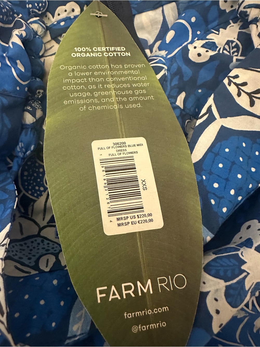 Farm Rio Dress XXS Full of Flowers Blue Midi Floral Sundress Sleeveless NWT $220 - Picture 10 of 15